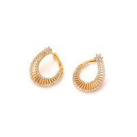 Fashion Personalized Circle Zircon 18k Gold Geometric Copper Earrings sku image 3