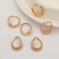 Fashion Personalized Circle Zircon 18k Gold Geometric Copper Earrings main image 6