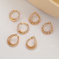 Fashion Personalized Circle Zircon 18k Gold Geometric Copper Earrings main image 4