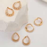 Fashion Personalized Circle Zircon 18k Gold Geometric Copper Earrings main image 3