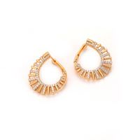 Fashion Personalized Circle Zircon 18k Gold Geometric Copper Earrings sku image 2