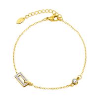 Moda Simple Diamante De Imitación Incrustaciones Rectangular Colgante 14k Chapado En Oro Titanio Acero Pulsera Al Por Mayor main image 1