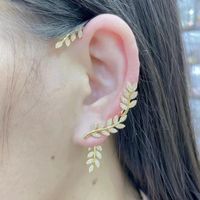Personalized Leaf Fashionable Non Piercing Earrings sku image 1