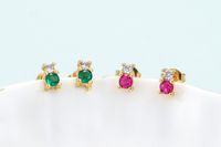 Color Zircon Decor Personality Inlaid Four-claw Earring main image 4