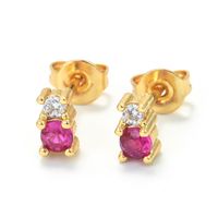 Color Zircon Decor Personality Inlaid Four-claw Earring sku image 1
