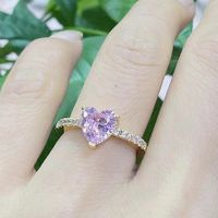 Nouveau Zircon Personnalité En Forme De Coeur Incrusté Rose Bague En Diamant main image 5