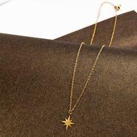 Mode Sechs-stern Sonne Anhänger Titan Stahl Schlüsselbein Kette 14k Gold Überzogene Halskette main image 1