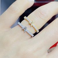 English Letters Shaped Inlaid Zircon Letter Ring main image 5