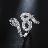 2018 Neuer Stil Europäischer Und Amerikanischer Kreativer Eingelegter Zirkon Goldener Serpentinen Ring Damenmode Persönlichkeit Beliebter Offener Ring sku image 2