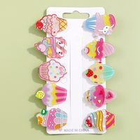 Kid's Cute Ice Cream Cake Acrylic Hair Accessories Printing And Dyeing No Inlaid Hair Clip 1 Set sku image 1