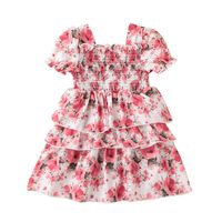 Children Clothing Fashion Sweet Girl Flower Printed Cake Dress main image 2