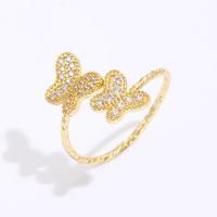 Fashion Simple Butterfly Electroplated 18k Gold  Copper Ring main image 1
