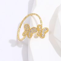 Fashion Simple Butterfly Electroplated 18k Gold  Copper Ring main image 2