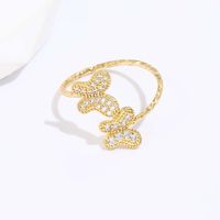Fashion Simple Butterfly Electroplated 18k Gold  Copper Ring main image 3