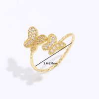 Fashion Simple Butterfly Electroplated 18k Gold  Copper Ring main image 4