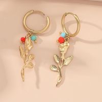 New Fashion Retro Rose Women's Simple Tassel Awn Star Metal Earrings sku image 3