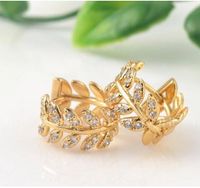 Simple Fashionable Wholesale Copper Inlaid Zircon Earrings Willow Leaves Shaped main image 2