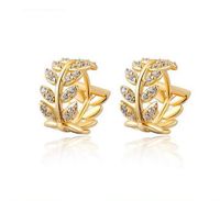 Simple Fashionable Wholesale Copper Inlaid Zircon Earrings Willow Leaves Shaped sku image 1