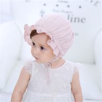 Cute Gauze Cotton Pullover Babies Solid Color Pink Hat main image 5