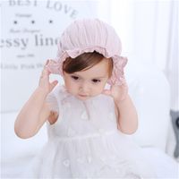 Cute Gauze Cotton Pullover Babies Solid Color Pink Hat main image 2