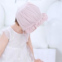 Cute Gauze Cotton Pullover Babies Solid Color Pink Hat main image 3