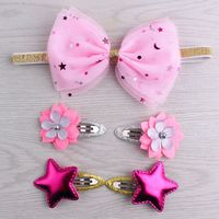 Five-pointed Star Shaped Cute Bow Children's Hair Accessories 5-piece Set main image 4