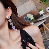 Sweet Inlay Colorful Diamond Heart Shaped Earrings Female main image 4