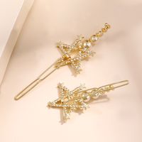 Mujeres Dulce. Brillante Pentagrama Aleación Accesorios Para El Cabello Perlas Con Incrustaciones Diamante Diamantes De Imitación Artificiales Perla Artificial Pinza Para El Cabello 1 Juego main image 4