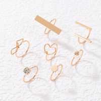 Simple Jewelry Geometric Flower Heart Seven-piece Alloy Ring Set main image 2