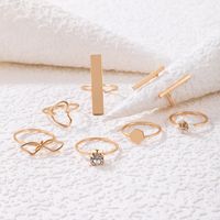 Simple Jewelry Geometric Flower Heart Seven-piece Alloy Ring Set main image 4