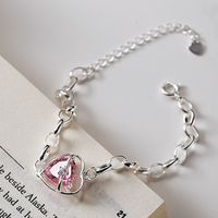 Fashion New Style Pink Heart Shape Crystal Bracelet sku image 1