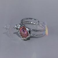 Mode Neue Stil Rosa Herz Unregelmäßigen Kristall Offenen Ring sku image 1