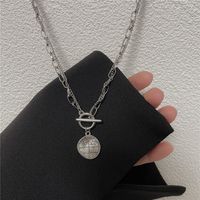 Simple Double Layer Ot Buckle Geometric Round English Letter Pendant Necklace main image 5