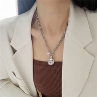 Simple Double Layer Ot Buckle Geometric Round English Letter Pendant Necklace main image 6