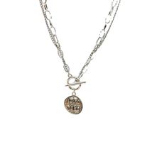 Simple Double Layer Ot Buckle Geometric Round English Letter Pendant Necklace main image 4
