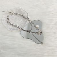 Einfache Stil Doppel-schicht Schmetterling Anhänger Halskette Perle Quaste Schlüsselbein Kette main image 2