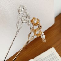 Simple Style Pearl Lotus Tassel Hairpin Alloy Hair Clasp main image 1