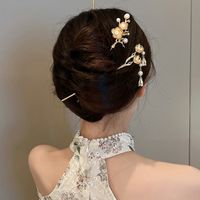 Simple Style Pearl Lotus Tassel Hairpin Alloy Hair Clasp main image 2