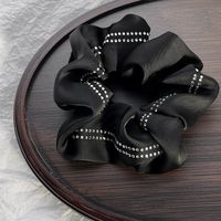 Retro Style Inlaid Rhinestone Black Satin Bow Spring Clip Hairpin Hair Scrunchies main image 4