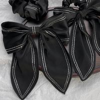 Retro Style Inlaid Rhinestone Black Satin Bow Spring Clip Hairpin Hair Scrunchies main image 1