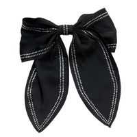 Retro Style Inlaid Rhinestone Black Satin Bow Spring Clip Hairpin Hair Scrunchies main image 6
