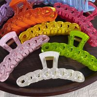Simple Large Semi-transparent Candy Color Chain Hair Claw Shark Clip main image 1