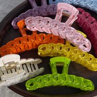Simple Large Semi-transparent Candy Color Chain Hair Claw Shark Clip main image 4
