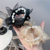 Lace Bow Pearl Hair Ring Bracelet Inlaid Diamond Organza Head Rope main image 1