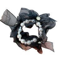 Lace Bow Pearl Hair Ring Bracelet Inlaid Diamond Organza Head Rope main image 4