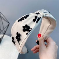 Mesh Jacquard Knot Middle Wide Headdress Korean Style Color-blocking Flower Headband sku image 3