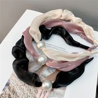 Sweet Style Pearl Fabric Pleated Thin Headband Solid Color Hair Accessories main image 4
