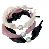 Sweet Style Pearl Fabric Pleated Thin Headband Solid Color Hair Accessories main image 5