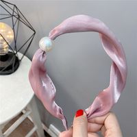 Sweet Style Pearl Fabric Pleated Thin Headband Solid Color Hair Accessories sku image 2