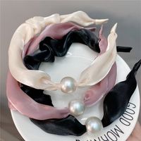 Sweet Style Pearl Fabric Pleated Thin Headband Solid Color Hair Accessories main image 6